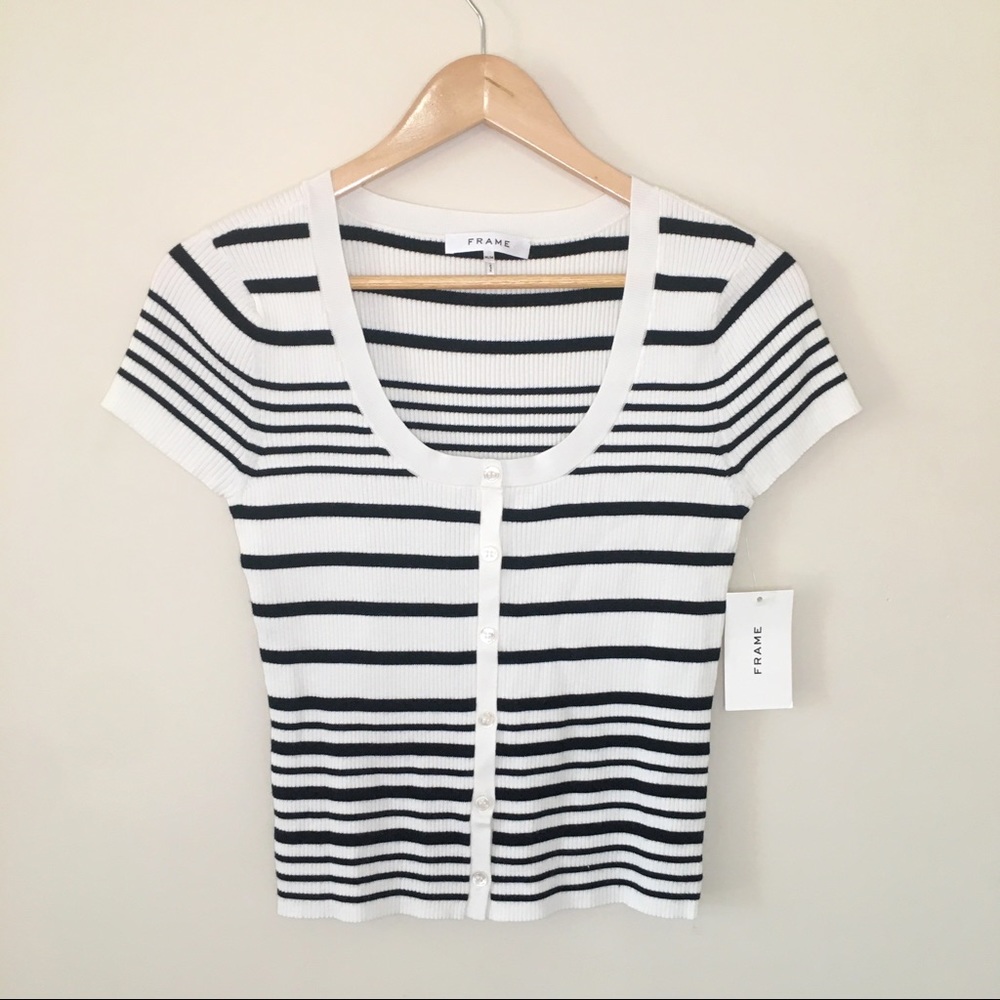 Frame denim short sleeve knit top medium